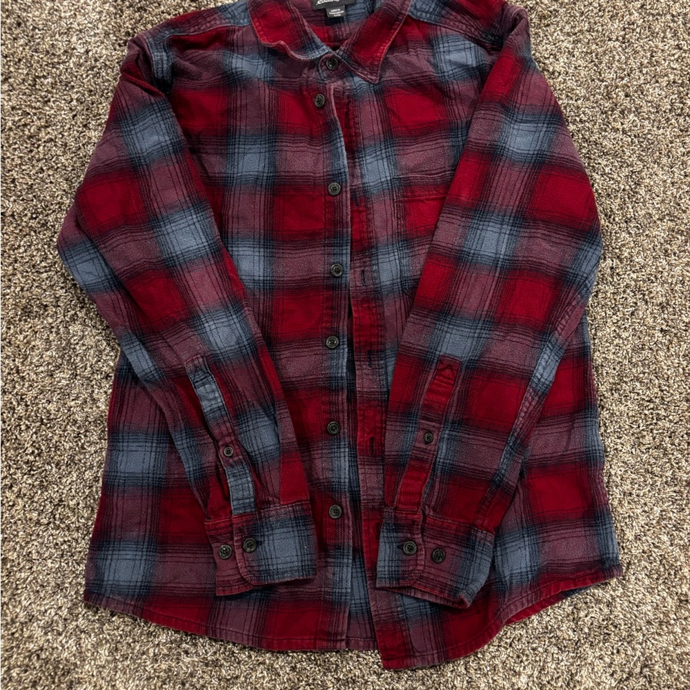 Eddie Bauer Red and Blue Plaid Shirt S